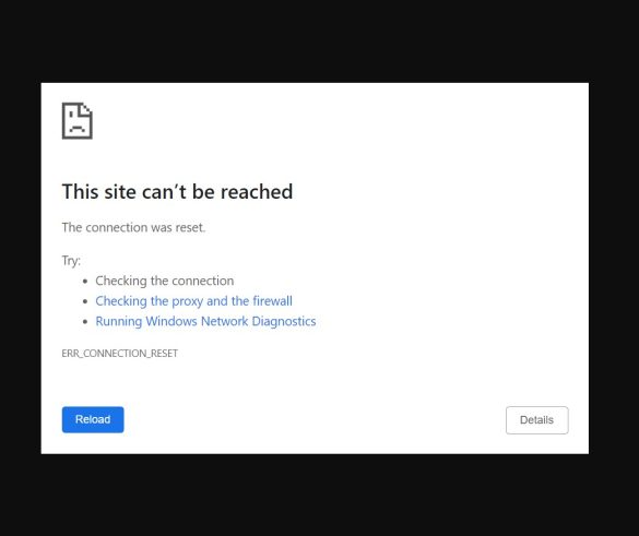 err_connection_reset google chrome