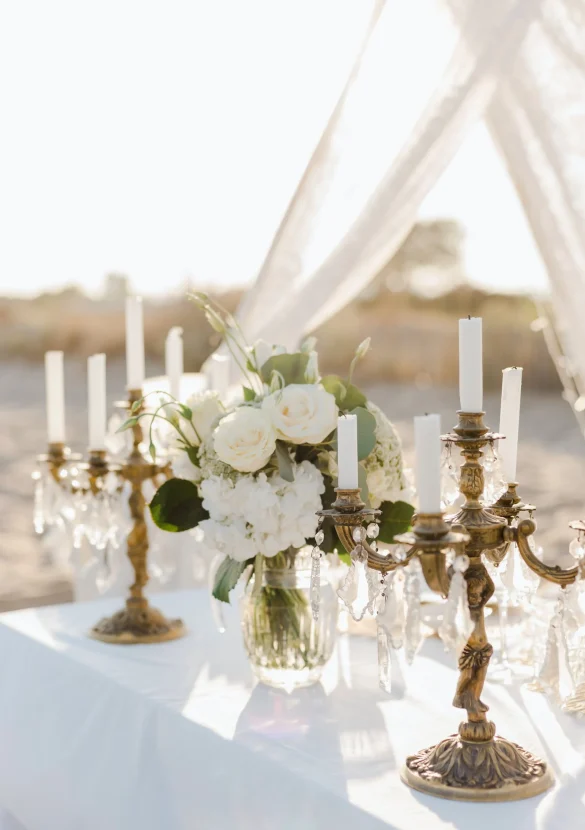 candles on a texas wedding venue