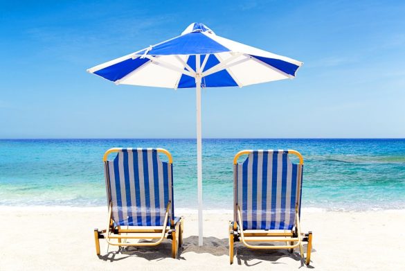 beach chair and umbrella